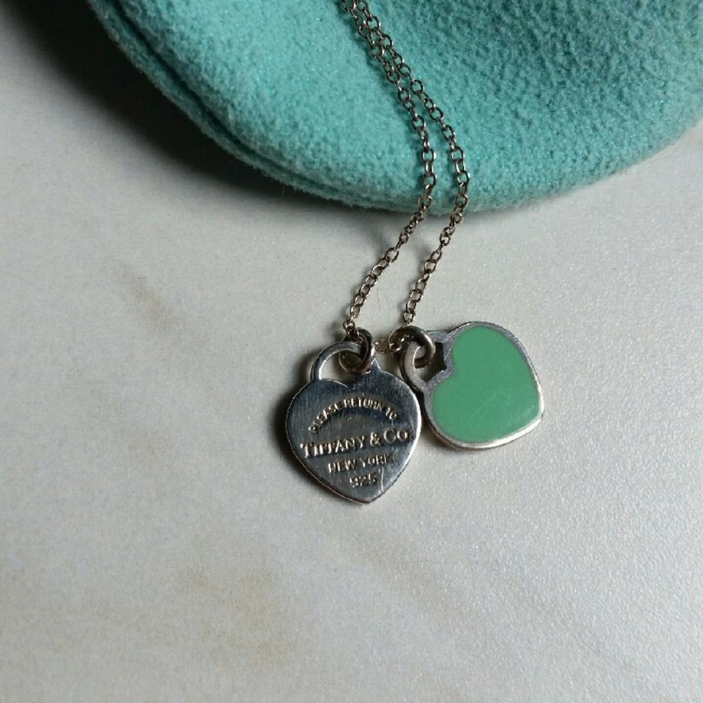 Tiffany Blue Mini Double Heart Necklace